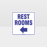 Custom Signs Personalized,Rest Rooms Left Arrow White Background Sign